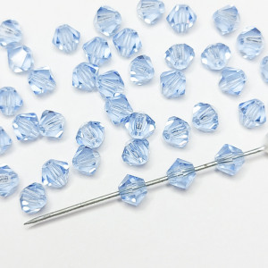 10шт Намистини біконуси 4MM LIGHT SAPPHIRE PRECIOSA MC BEAD RONDELL