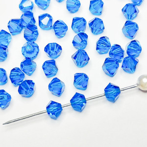 10шт Намистини біконуси 4MM CAPRI BLUE PRECIOSA MC BEAD RONDELL