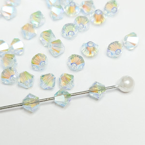 Кришталеві намистини Swarovski біконус 5328, 4мм LIGHT AZORE AB 2X, 10 шт