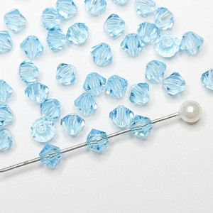 10шт Намистини біконуси 4MM AQUAMARINE BOHEMICA PRECIOSA MC BEAD RONDELL