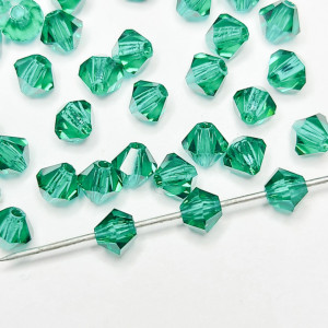 10шт Намистини біконуси 4MM EMERALD PRECIOSA MC BEAD RONDELL
