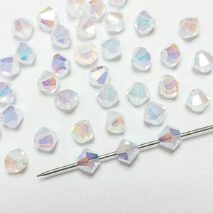 10шт Намистини біконуси 4MM CRYSTAL AB 2X PRECIOSA MC BEAD RONDELL