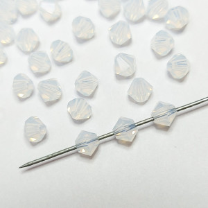 10шт Намистини біконуси 4MM WHITE OPAL PRECIOSA MC BEAD RONDELL