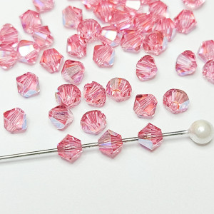 Кришталеві намистини Swarovski 5328, 4мм ROSE SHIMMER, 10 шт