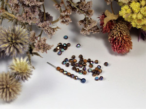 Fire polished 3mm Crystal Etched Glittery Bronze