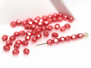 Fire polished 4mm ALABASTER PASTEL LT.CORAL