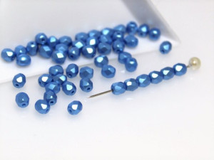 Fire polished 4mm ALABASTER Pastel TURQUOISE
