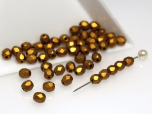 Fire polished 4mm BRASS GOLD