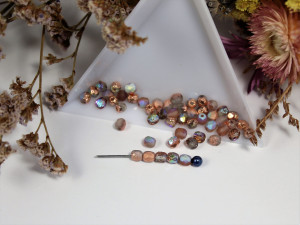 Fire polished 4mm Crystal Etched Copper Rainbow