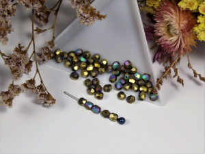 Fire polished 4mm Crystal Glittery Amber Matted