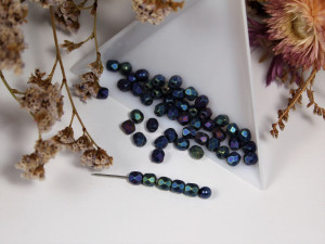 Fire polished 4mm Jet Matted Blue Iris
