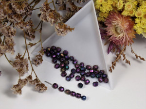 Fire polished 4mm Jet Matted Purple Iris