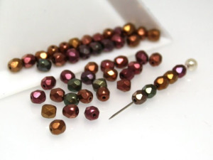 Fire polished 4mm Purple Iris Gold