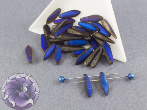 2-hole Glass Daggers 5x16mm Crystal Azuro Full Matted