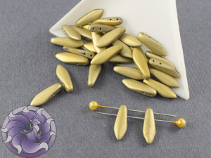 2-hole Glass Daggers 5x16mm Crystal Amber Full Matted