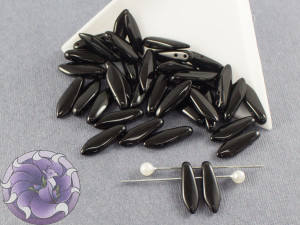 2-hole Glass Daggers 5x16mm Jet