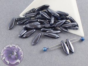 2-hole Glass Daggers 5x16mm Jet Lagoon Full