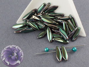 2-hole Glass Daggers 5x16mm Jet Full Apricot Medium