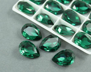 Кристал К9 Скло Крапля 18х13мм колір Смарагд Emerald