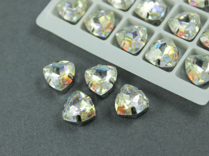 Crystal shape Trillant 12mm, color Laser Shine, setting silver