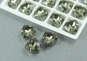 Кристал форма Трильйон 12мм, колір Black Diamond, оправа срібло
