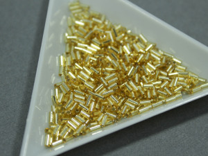 Стеклярус Miyuki 3mm, 5г, Silver Lined Gold