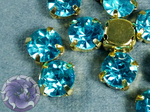 Шатон 6мм колір 122 Aquamarine золото оправа