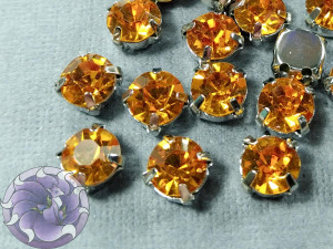 Шатон 6мм колір 113 Topaz оправа срібло