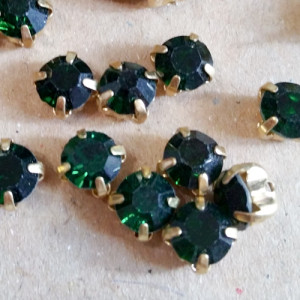 Шатон 6мм колір 123 Emerald золото оправа