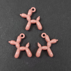 Підвіска для прикрас металева собачка з кульки, розмір 18x14mm, Колір кораловий