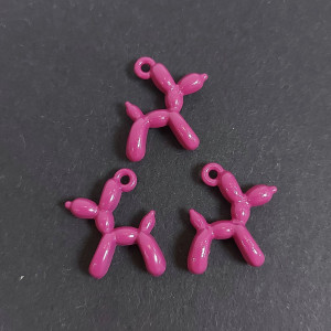 Підвіска для прикрас металева собачка з кульки, розмір 18x14mm, Колір Фуксія