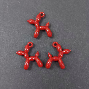 Підвіска для прикрас металева собачка з кульки, розмір 18x14mm, Колір червоний