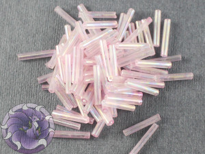 Стеклярус #5 12mm Pink Colourlined Урожай Тайвань