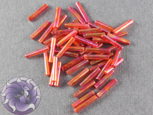 Стеклярус #5 12mm Red Transparent Rainbow Вінтажний Тайвань