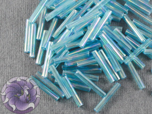 Стеклярус #5 12mm Aqua Transparent Rainbow Вінтажний Тайвань