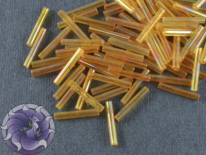 Стеклярус #5 12mm Gold Transparent Rainbow Вінтажний Тайвань