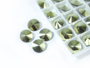 Набір стрази риволі 12мм колір Metallic Light Gold, 10шт