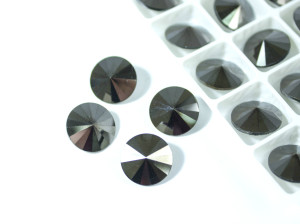 Набір стрази риволі 12мм колір Jet Metallic Silver, 10 шт