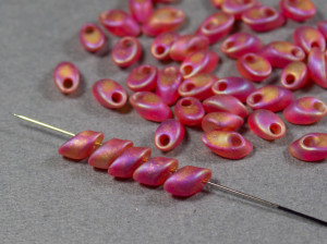 LMA-140FR Miyuki 4x7mm 5g Long Magatama Matte Transparent Red Orange AB