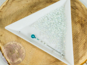 Бісер Miyuki 11/0 LT MINT GREEN LINED CRYST AB