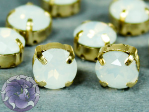 Шатон 8мм колір OPAL White Оправа золото