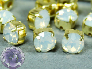 Шатон 6мм колір OPAL White Оправа золото