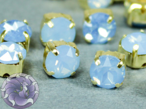 Шатон 6мм колір OPAL Blue Оправа золото