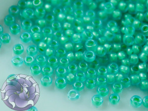 5г Бісер TOHO 15/0 Inside-Color Frosted Aqua/Lt Jonquil-Lined TR-15-954F