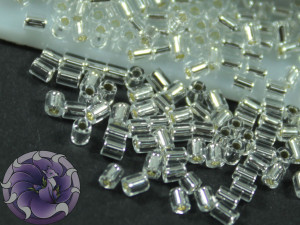 TOHO Стеклярус 5г - Bugle #0 (2mm) : Silver-Lined Crystal TB-00-21
