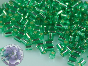 TOHO Стеклярус 5г - Bugle #0 (2mm) : Silver-Lined Dk Peridot TB-00-24B