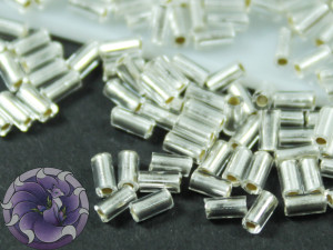 TOHO Стеклярус 5г - Bugle #1 (3mm) : Silver-Lined Frosted Crystal TB-01-21F