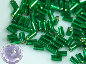 TOHO Стеклярус 5г - Bugle #1 (3mm) : Silver-Lined Green Emerald TB-01-36
