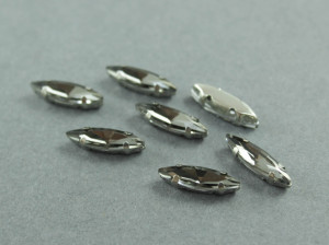 Кристал Маркіз 15*4мм у срібній оправі, Колір Black Daimond