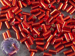 Стеклярус TOHO bugle #1 3мм Silver-Lined Siam Ruby